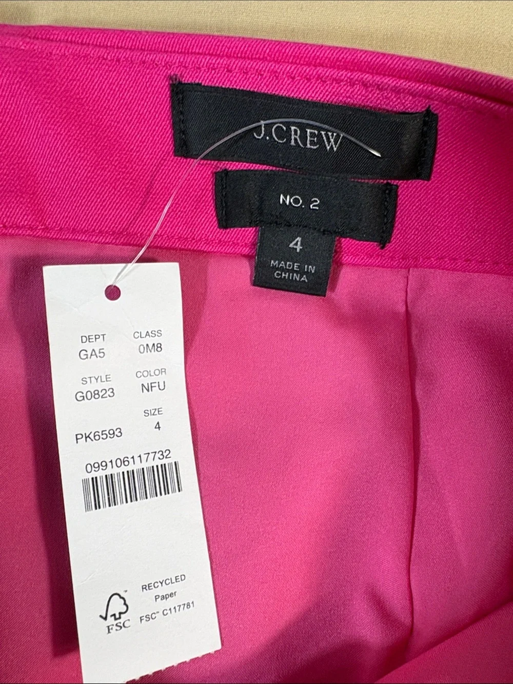 J.Crew No. 2 Pencil Skirt Size 4 Bi-Stretch Cotton Fuchsia Pink Vibrant NWT